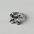 4 Petal Flower Silver Ring