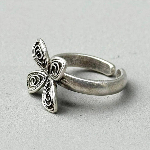 4 Petal Flower Silver Ring