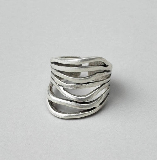 Abstract Lines Silver Ring
