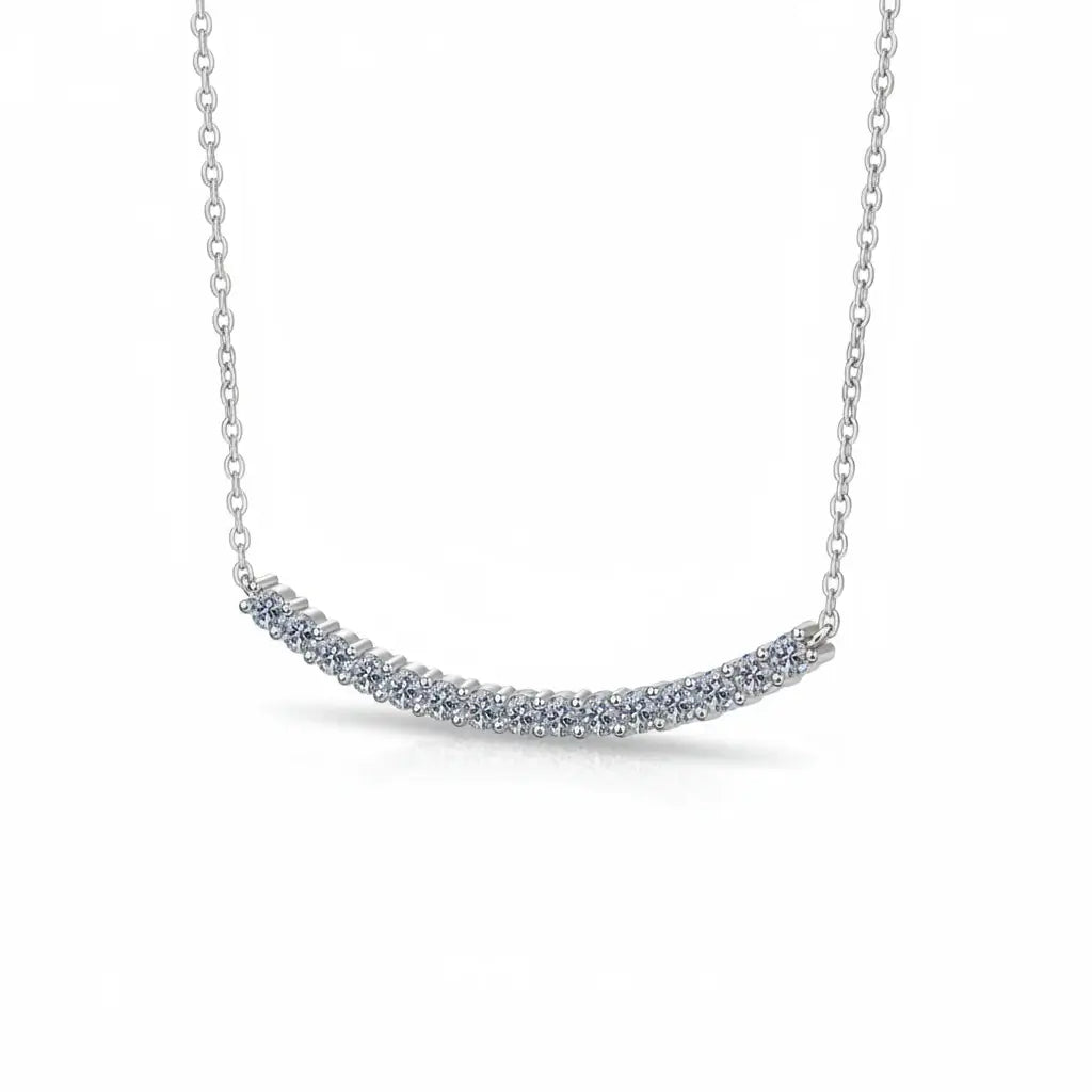 Moissanite bar Pendant Necklace, Stone Diamond Simple Balance-0