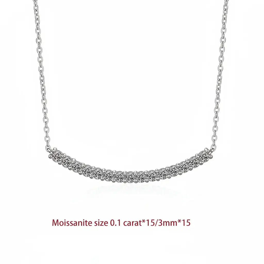 Moissanite bar Pendant Necklace, Stone Diamond Simple Balance-1