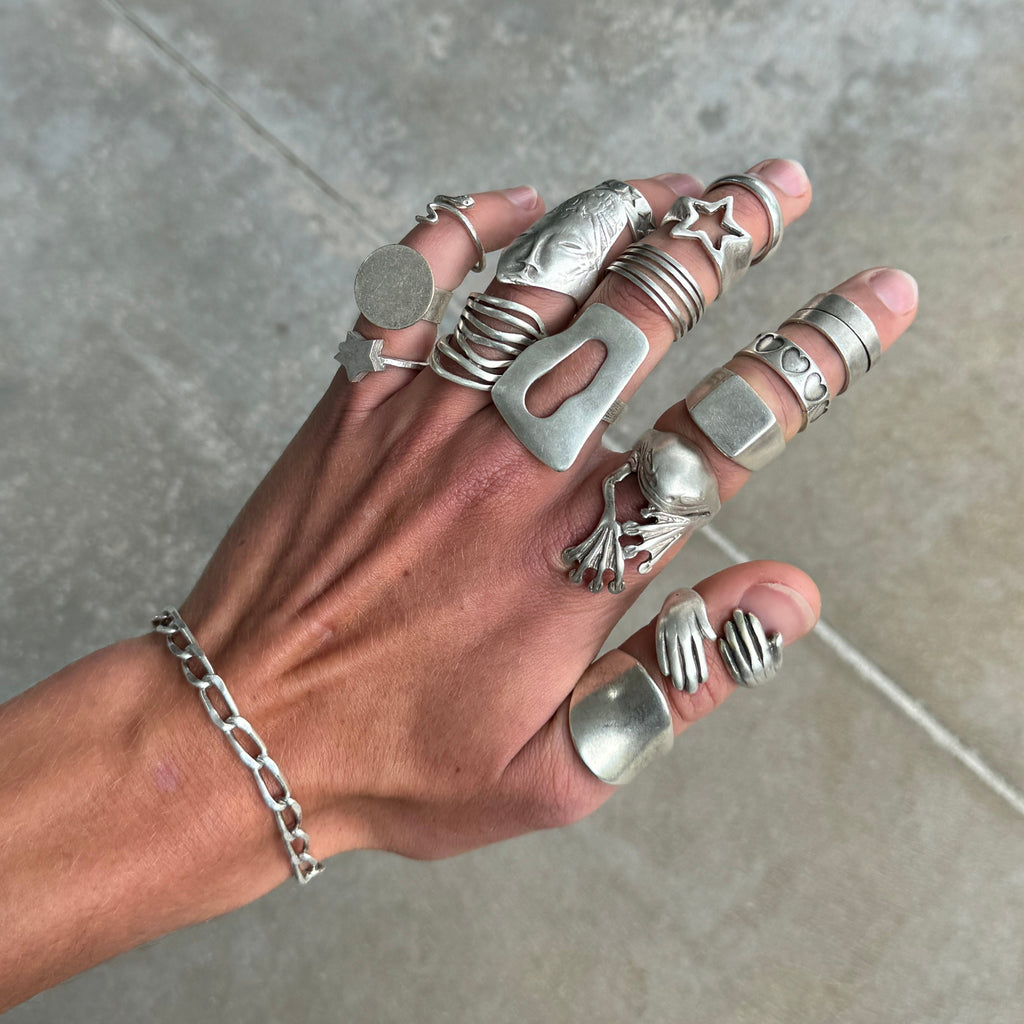Oversized Circle Silver Ring-3