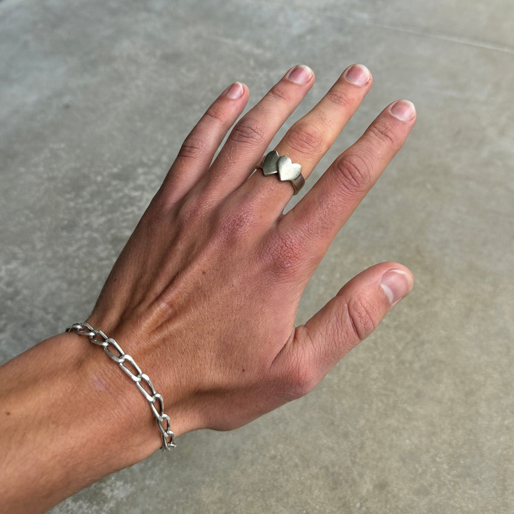 Crossed Hearts Silver Ring-3