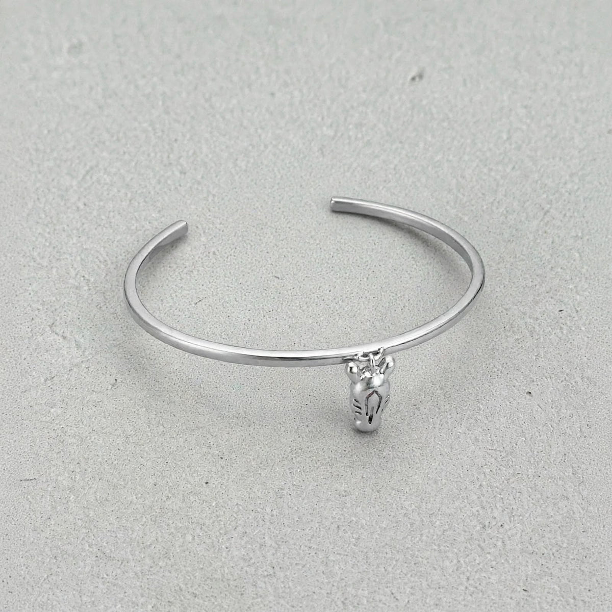 Bella Bow Charm Minimal Open Cuff Bracelet