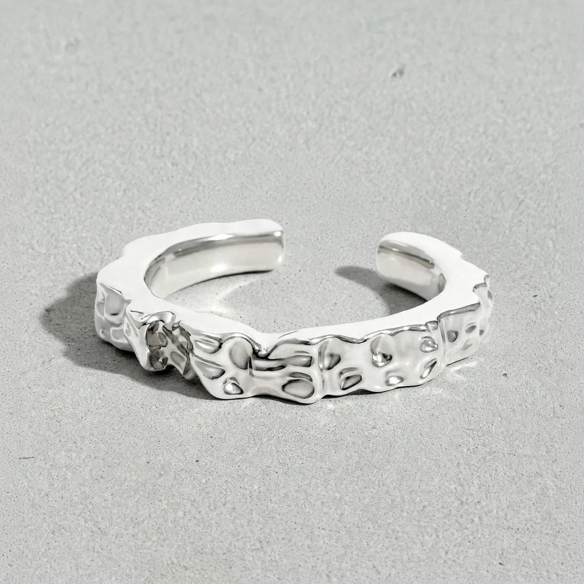 Melaniia Organic Textured Silver Open Cuff Bracelet
